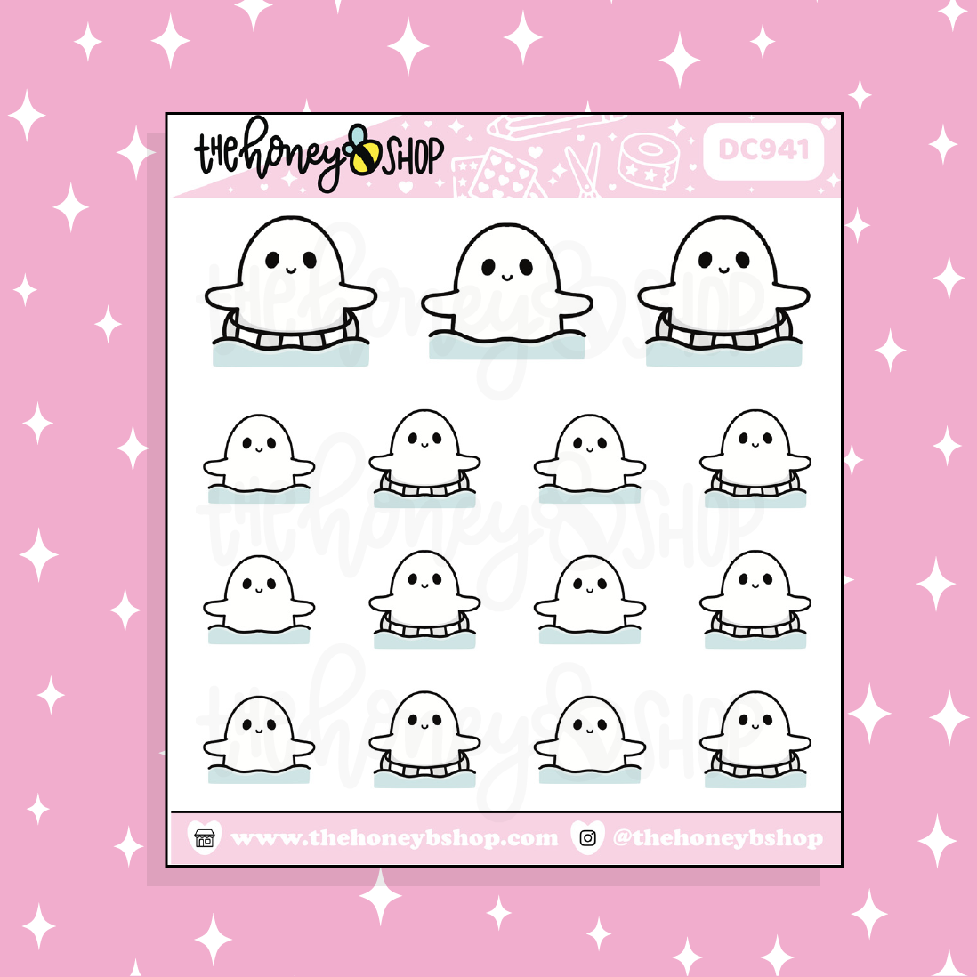 Swimming Ghostie Doodle Sticker