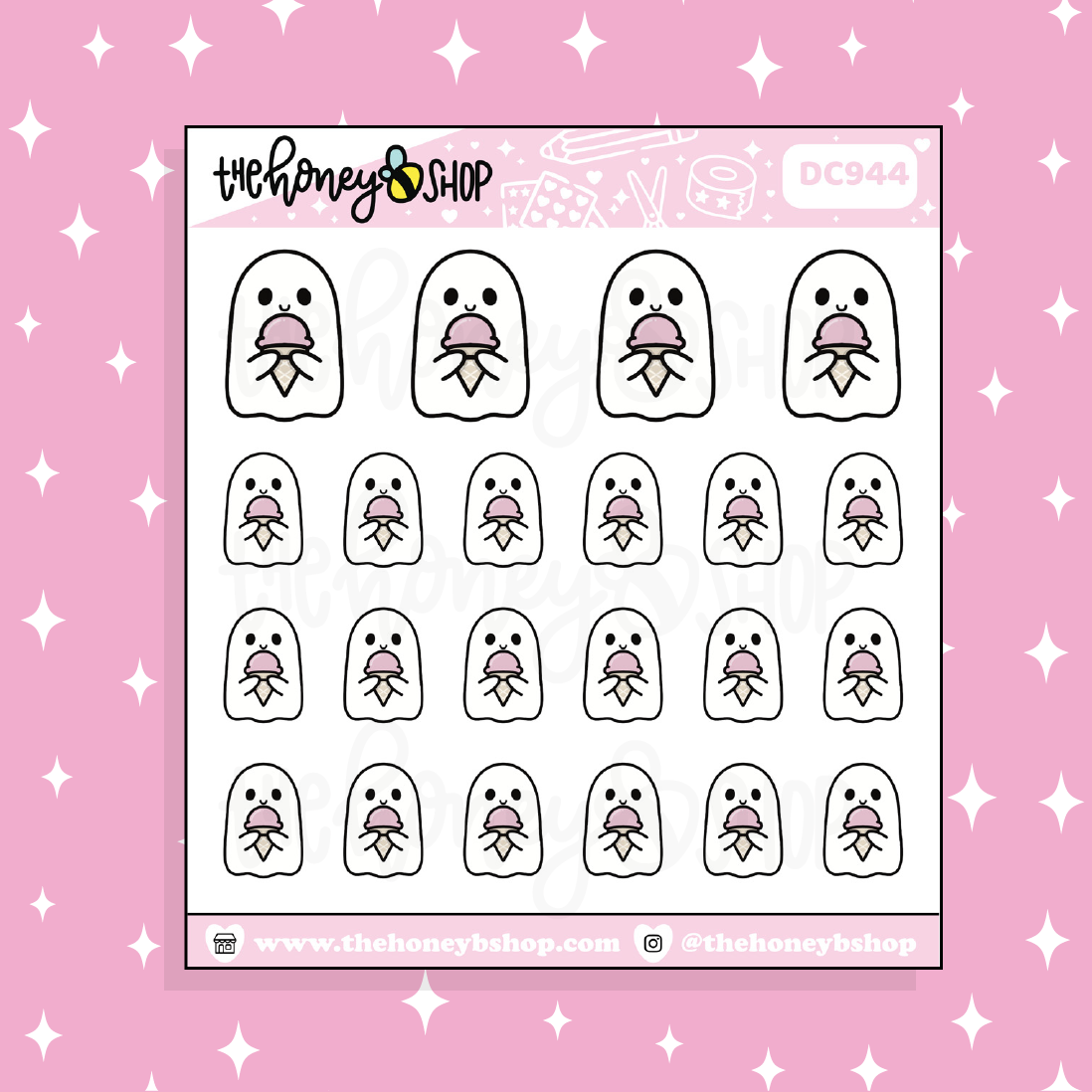 Ice Cream Ghostie Doodle Sticker