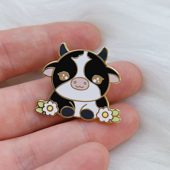 Kawaii Cow Enamel Pin | Gold Plated