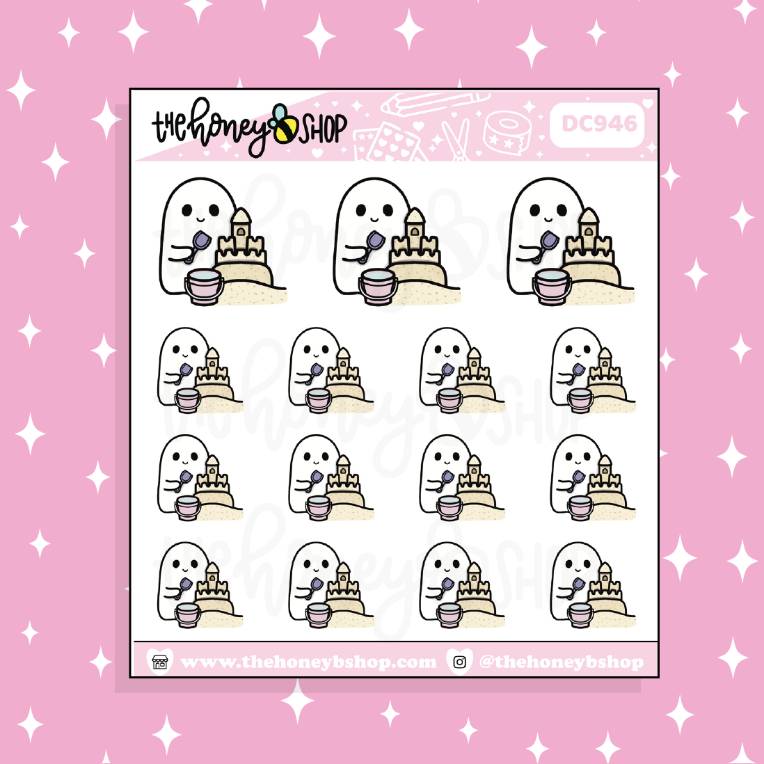 Beach Day Ghostie Doodle Sticker