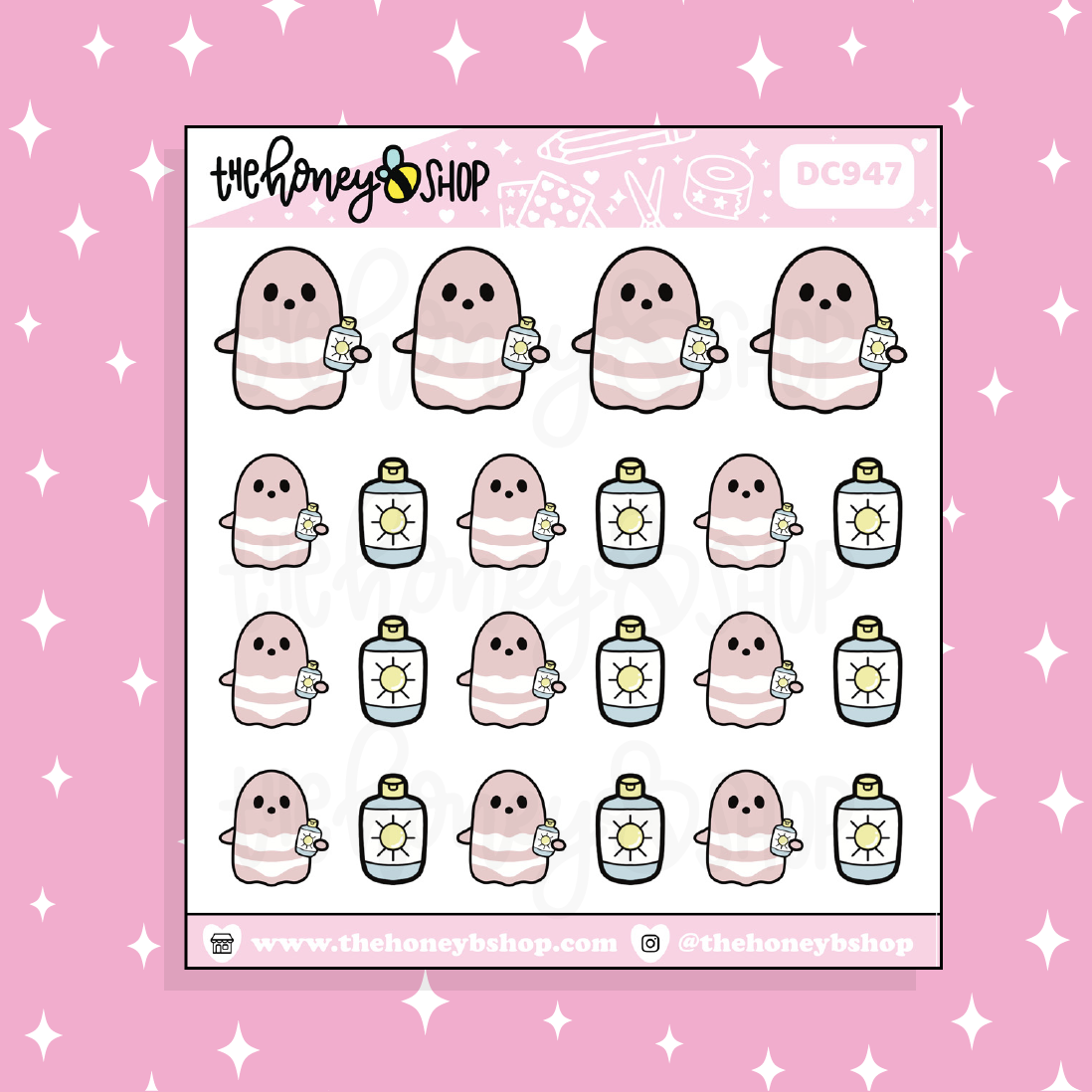Sunburned Ghostie Doodle Sticker