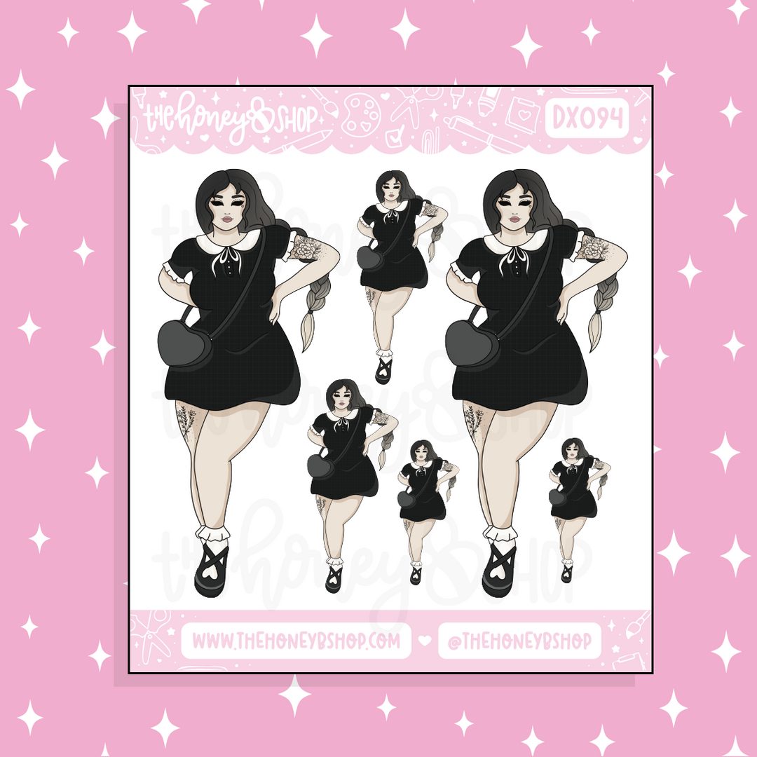 Black Valentine Babe Doodle Sticker | Choose your Skin Tone!