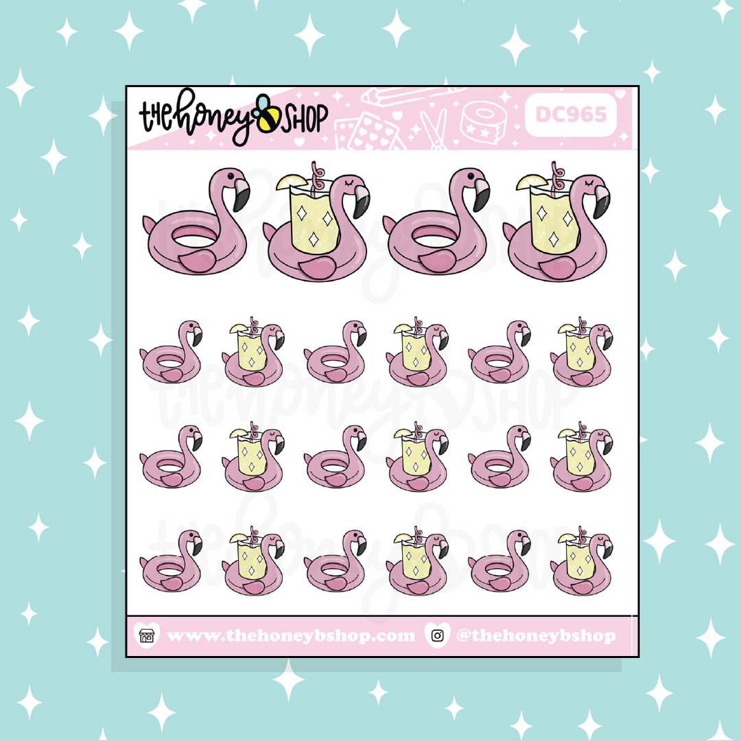Flamingo Floatie Doodle Sticker – TheHoneyBShop
