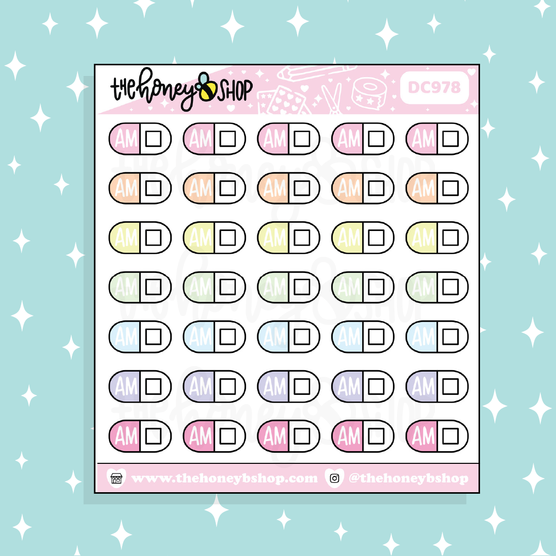 AM Pill Routine Doodle Sticker | Choose Your Color Option!