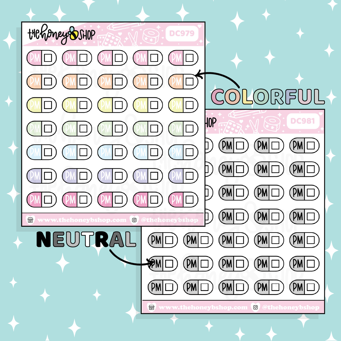 PM Pill Routine Doodle Sticker | Choose Your Color Option!