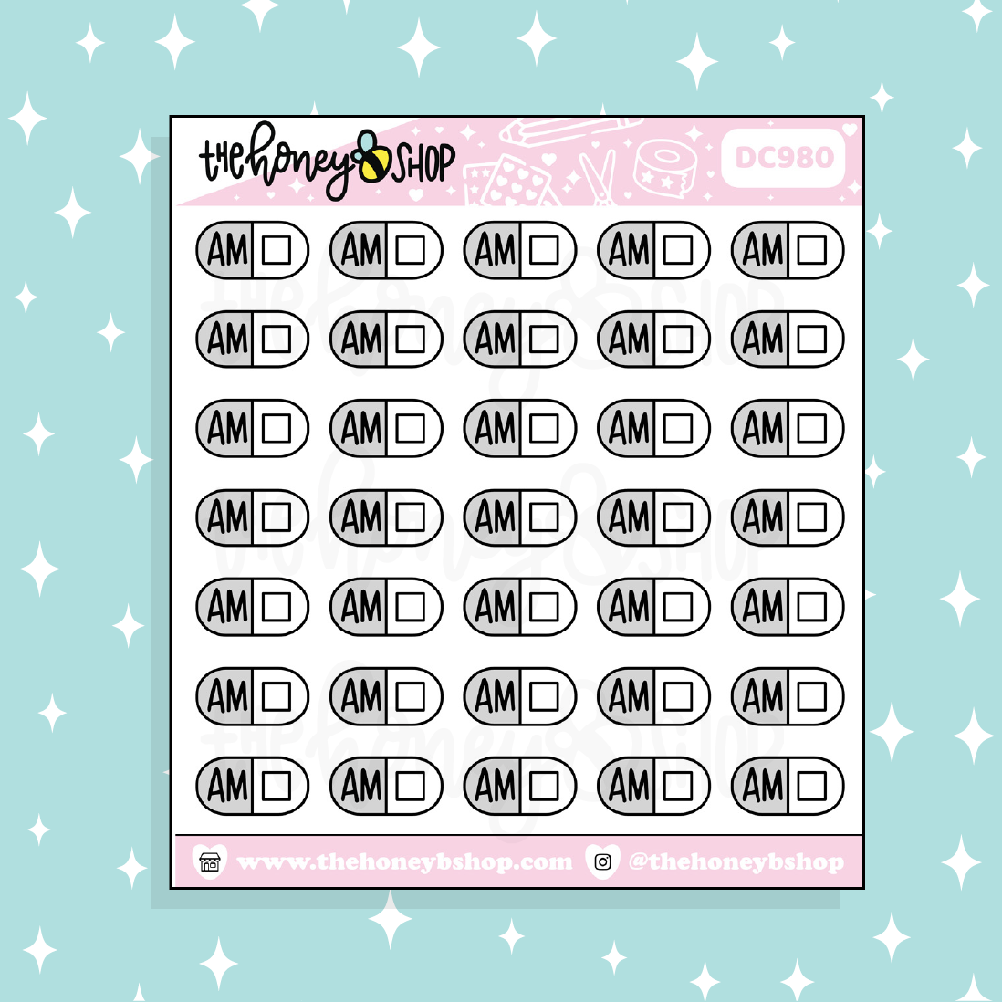 AM Pill Routine Doodle Sticker | Choose Your Color Option!