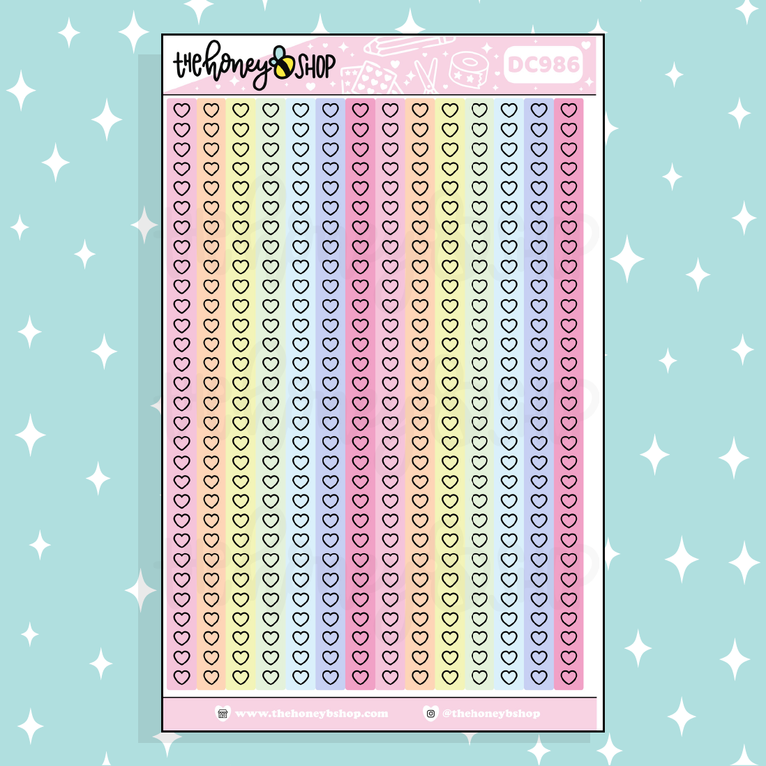 Heart Checklist Strip Sticker | Choose Your Color Option!