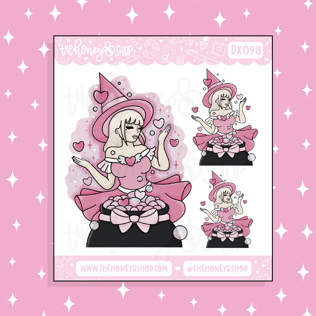 Love Witch Babe Doodle Sticker | Choose your Skin Tone!