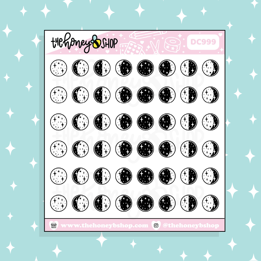 Moon Phases Doodle Sticker