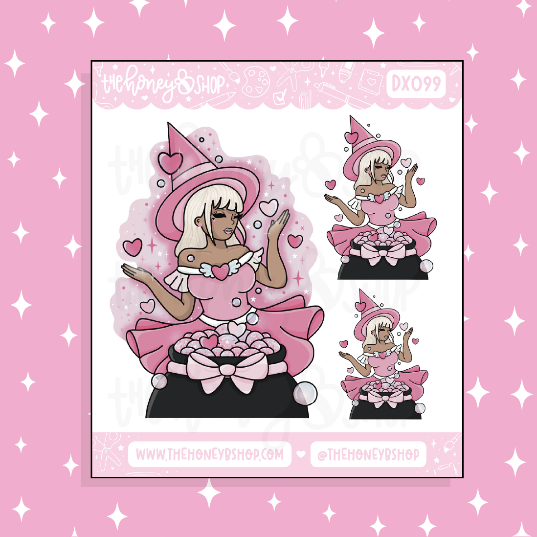 Love Witch Babe Doodle Sticker | Choose your Skin Tone!