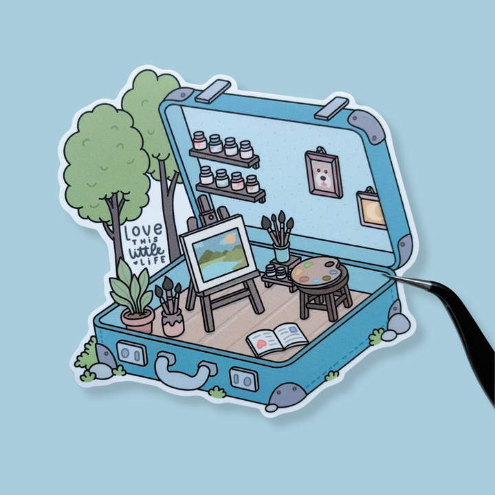 Love This Little Life Suitcase Pocket World Vinyl Sticker Die Cut | Cute Creative Studio Sticker