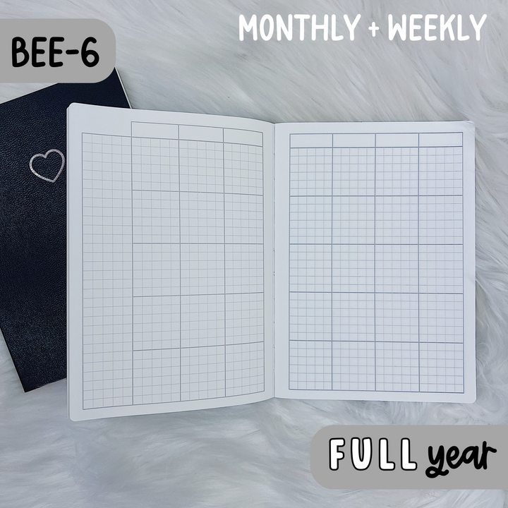 Full Year BEE-6 THBS Planner | Tomoe River Paper | Undated Monthly + Weekly Planner