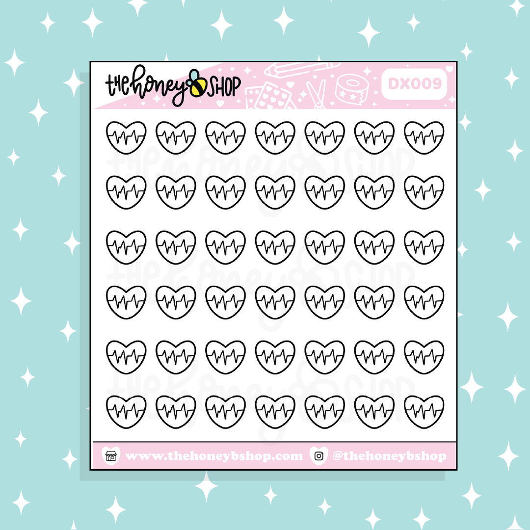 Heartbeat Heart Icon Doodle Sticker | Choose Your Color Option!