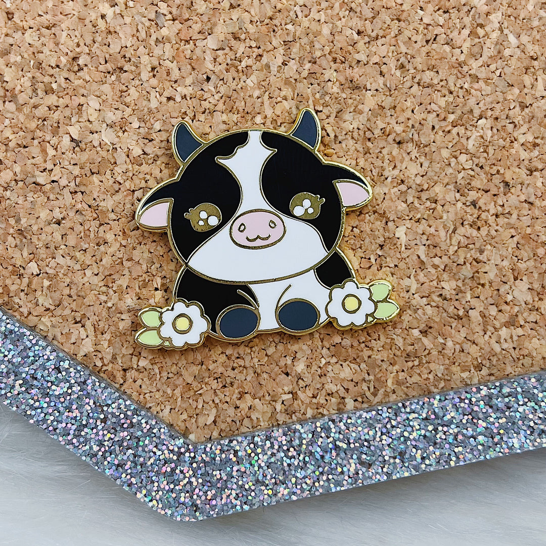 Kawaii Cow Enamel Pin | Gold Plated