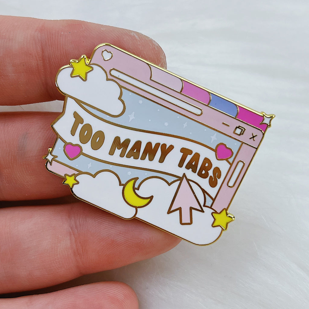 Too Many Tabs Browser Enamel Pin | Gold Plated