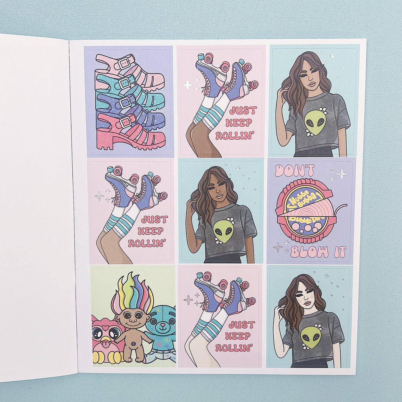 Nostalgia Sticker Book | Matte Sticker Paper | 10 Pages | Holographic Foiled