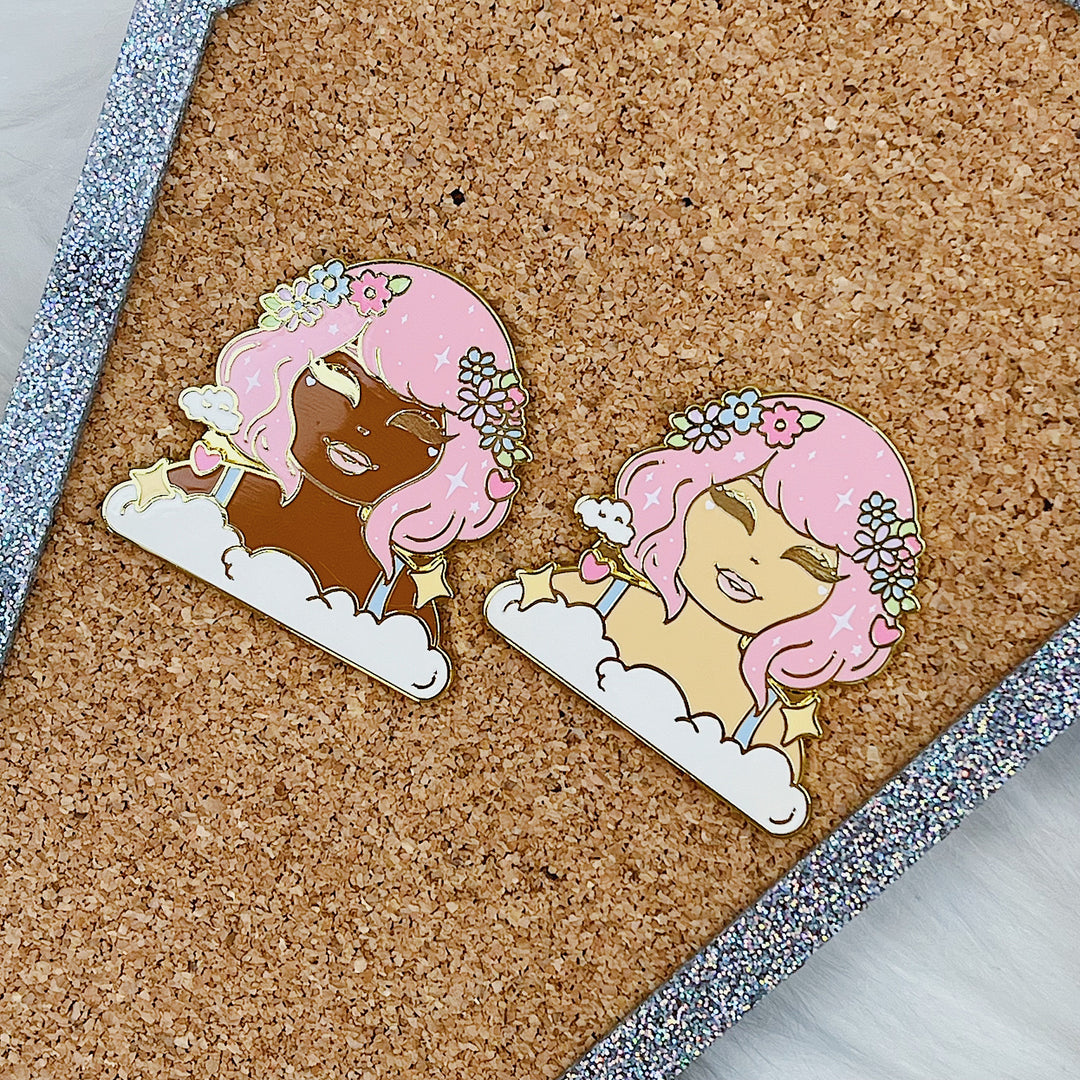 Kawaii Cloud Babe Enamel Pin | Gold Plated | Choose your Skin Tone