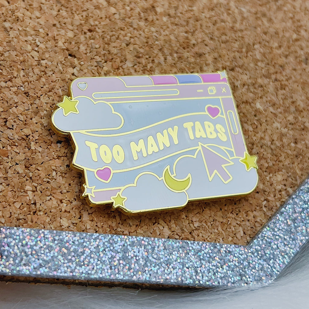 Too Many Tabs Browser Enamel Pin | Gold Plated