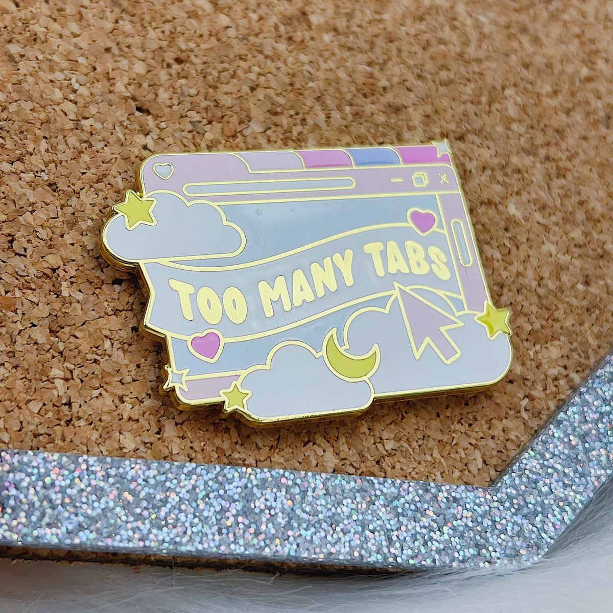 Too Many Tabs Browser Enamel Pin | Gold Plated