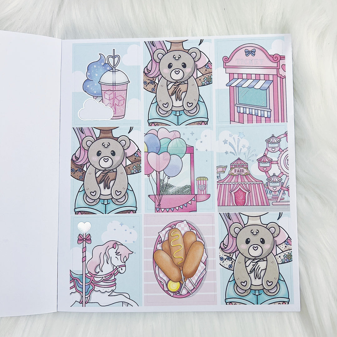 Carnival Cutie Sticker Book | Matte Sticker Paper | 10 Pages | Holographic Foiled