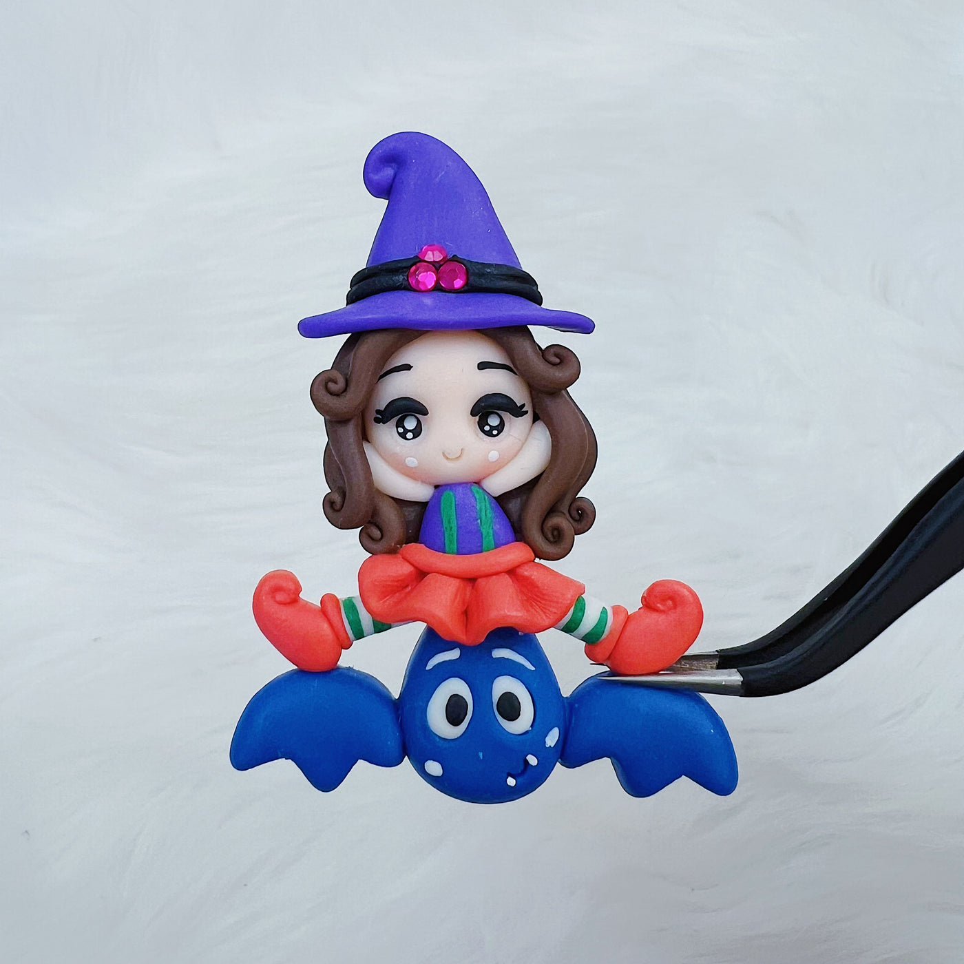 Witch with Bat Babe Clay Doll | Seconds Quality | Read Description before Purchasing