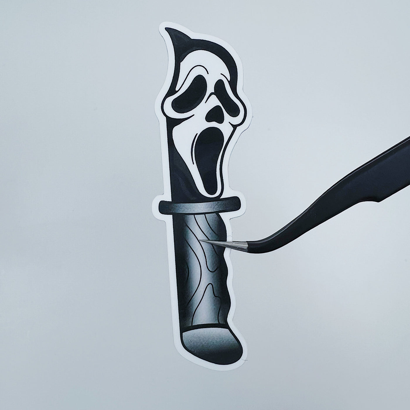 Ghost Face Knife Vinyl Sticker Die Cut | Odie's Tattoo Flash