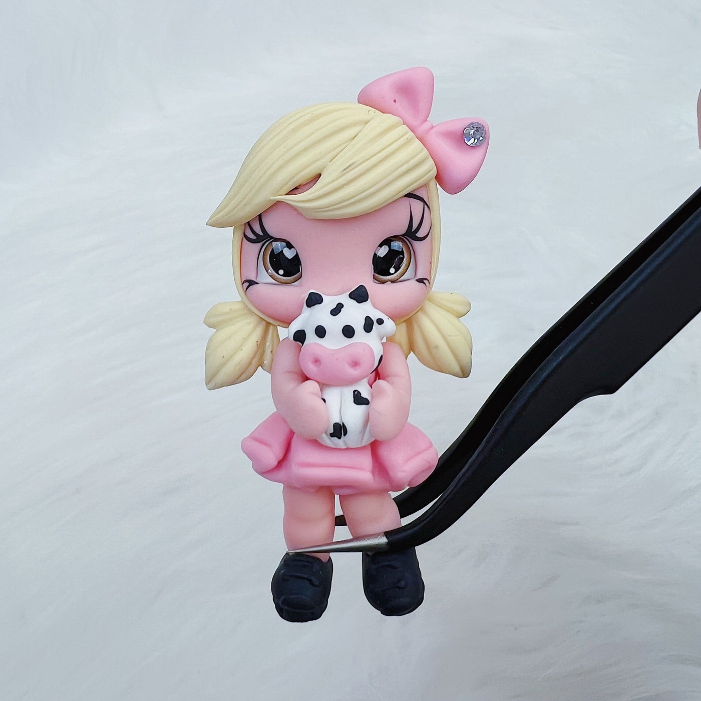 Pink Cow Babe Clay Doll