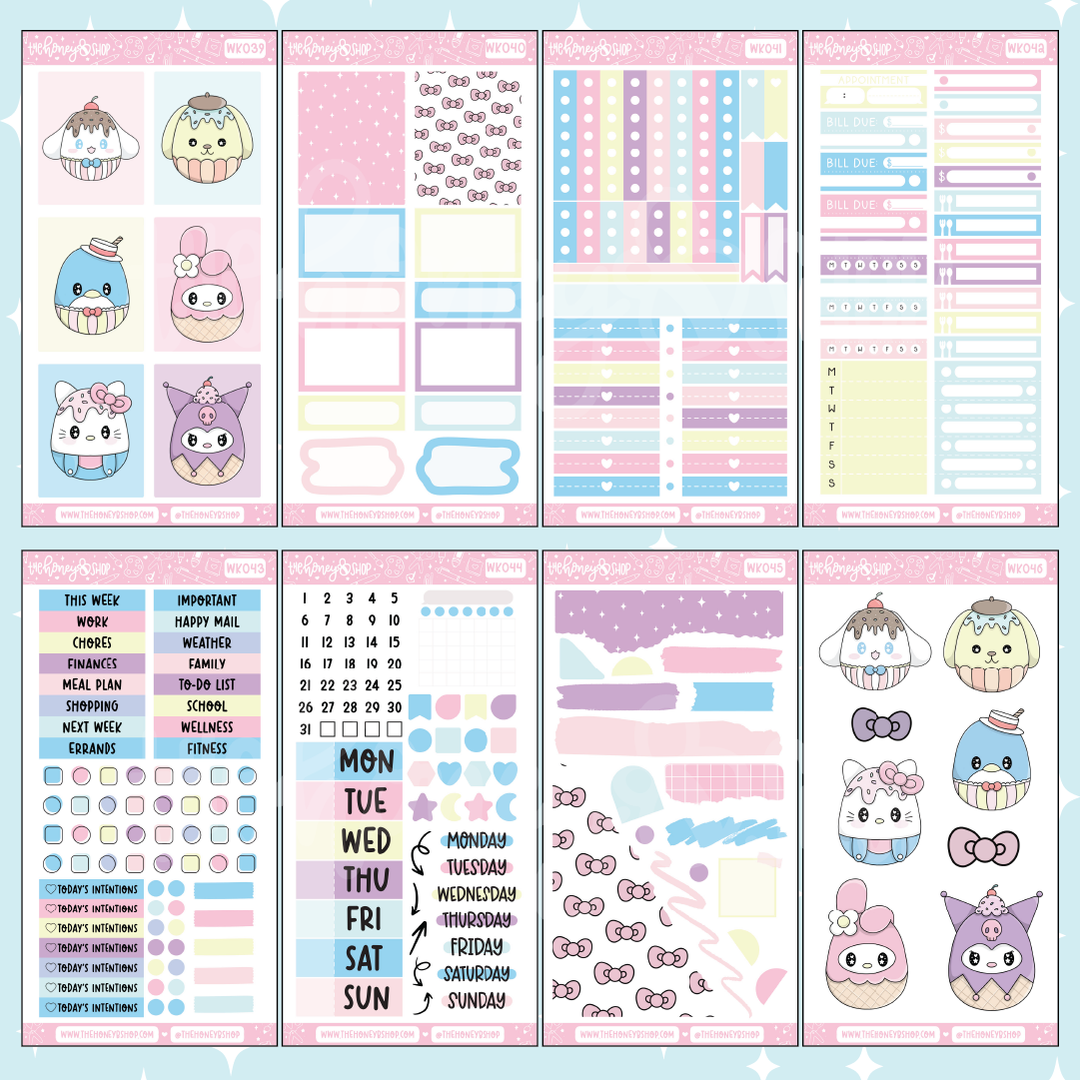 Sanrio Ice Cream Weekly Kit Doodle Sticker | Choose Your Sheets!