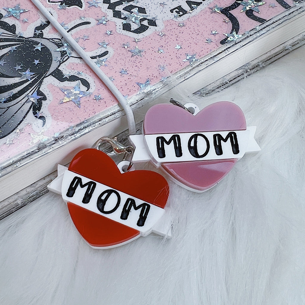 Mom Tattoo Heart Acrylic Charm | Choose Your Color Option!