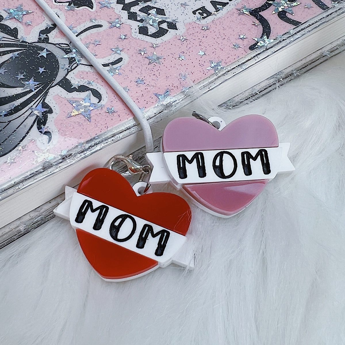 Mom Tattoo Heart Acrylic Charm | Choose Your Color Option!