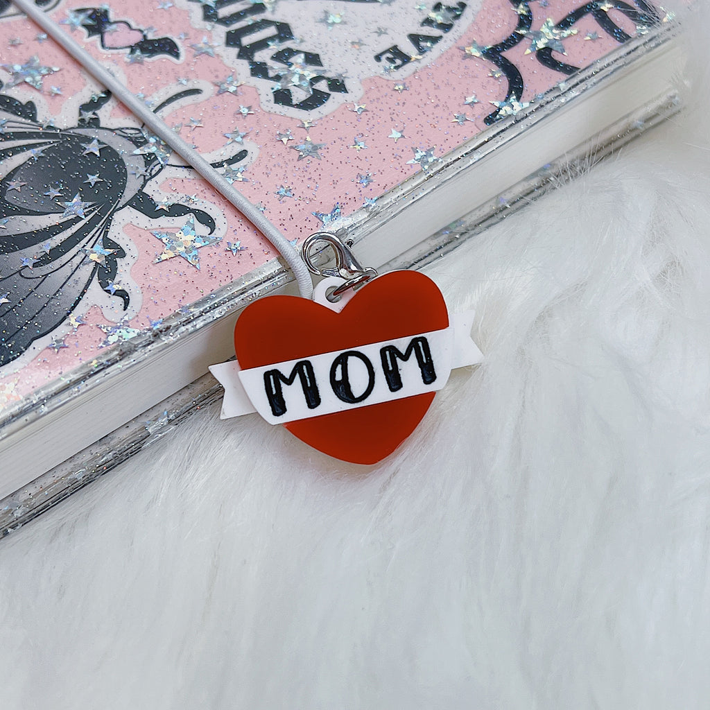 Mom Tattoo Heart Acrylic Charm | Choose Your Color Option!