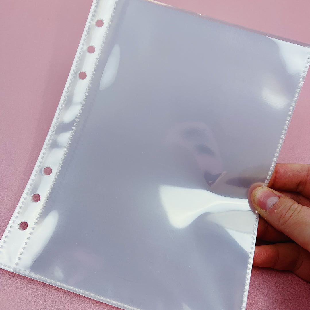 Inserciones de funda adhesiva transparente A5 con un bolsillo | 10 unidades | Almacenamiento de pegatinas del planificador