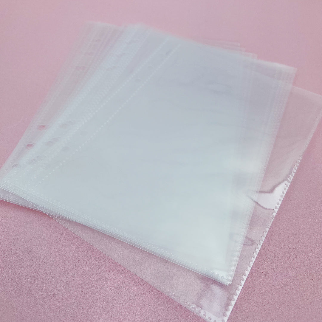 Inserciones de funda adhesiva transparente A5 con un bolsillo | 10 unidades | Almacenamiento de pegatinas del planificador