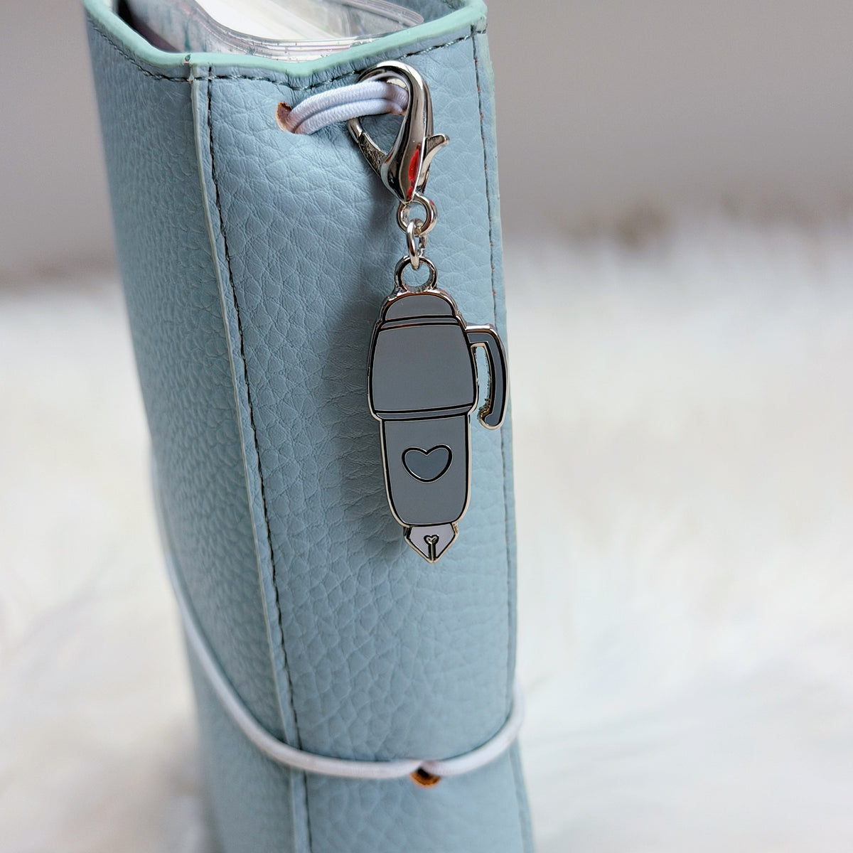 Grey Fountain Pen Enamel Charm | Silver Plated