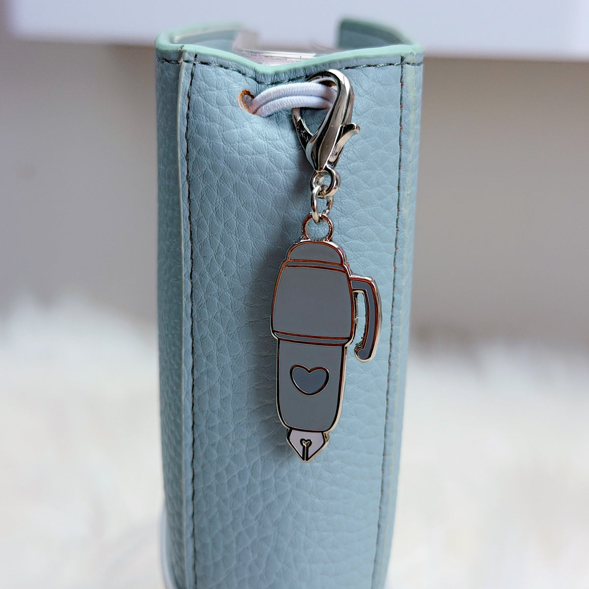Grey Fountain Pen Enamel Charm | Silver Plated
