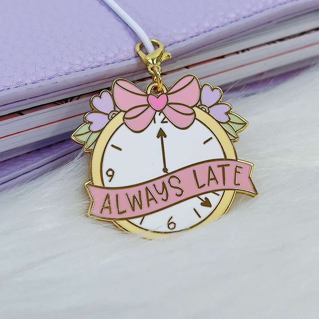 Always Late Enamel Charm | Gold Plated