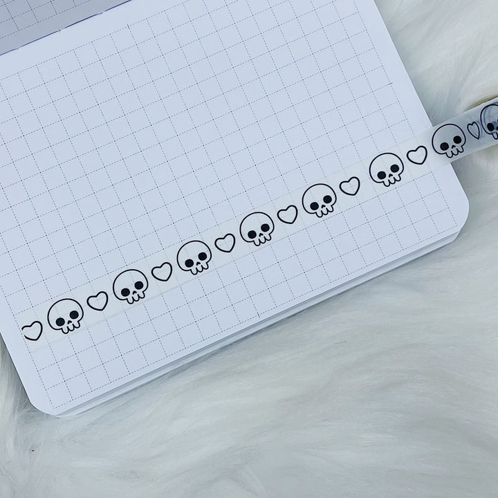 Skele + Hearts White Washi Tape | 10MM