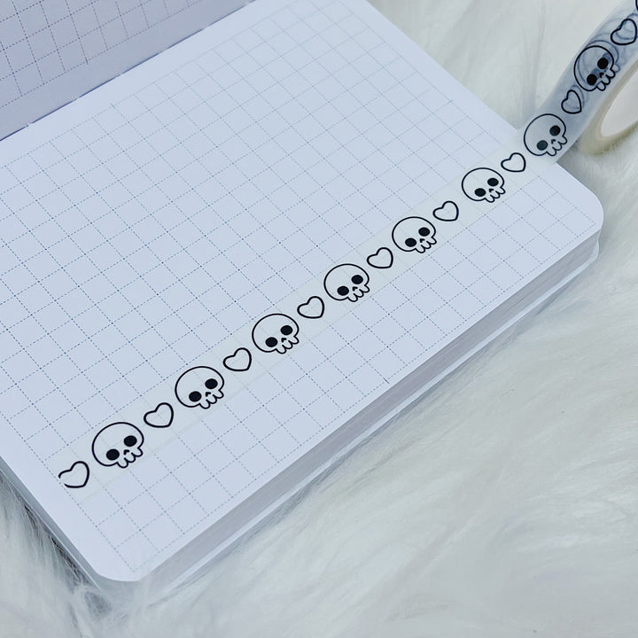 Skele + Hearts White Washi Tape | 10MM