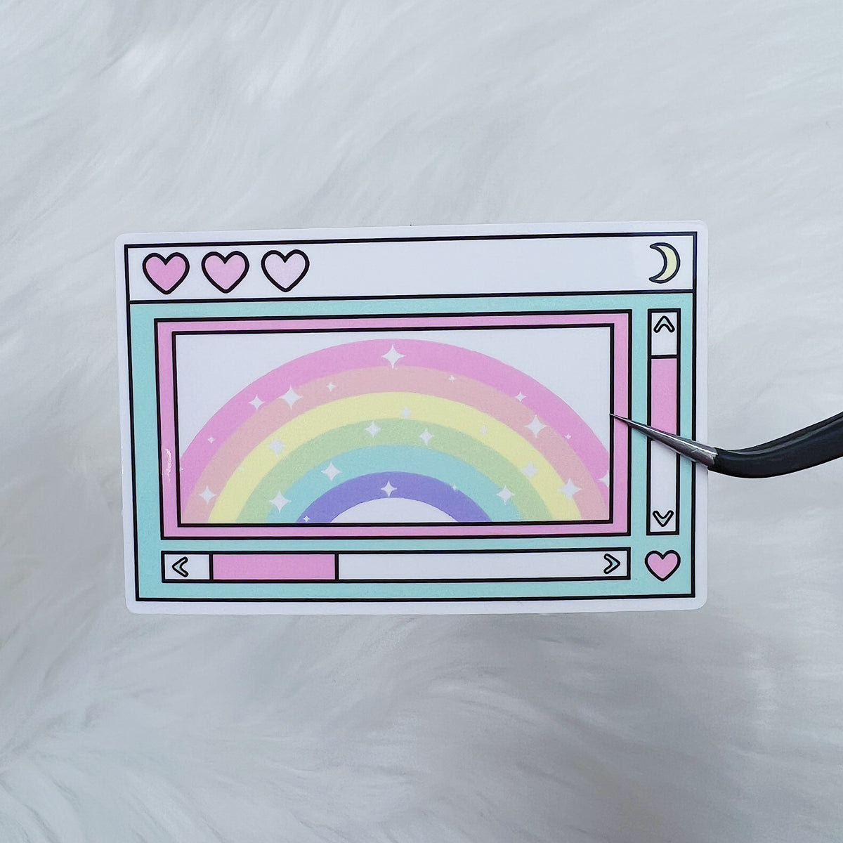 Rainbow Computer Tab Vinyl Sticker Die Cut