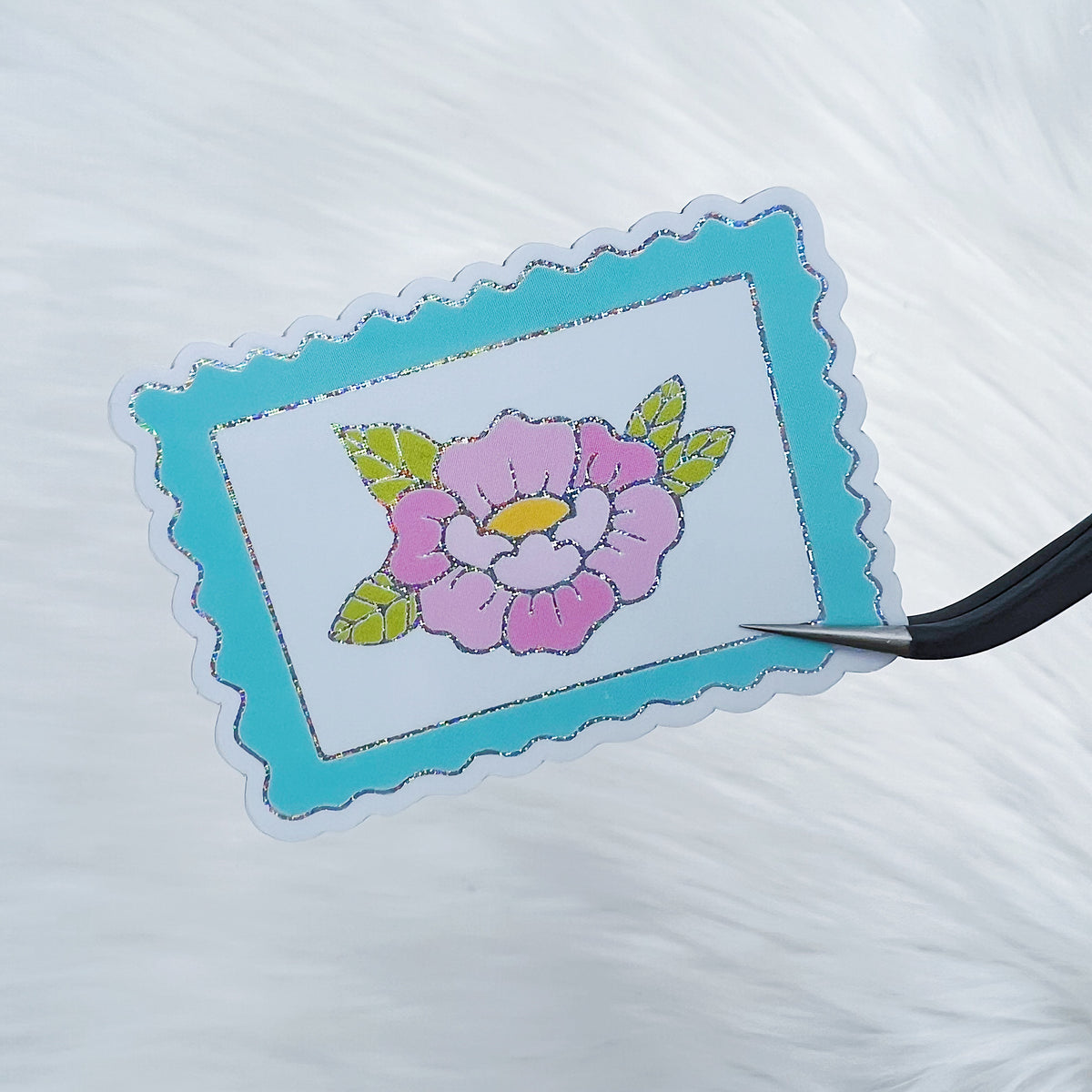 Pegatina de vinilo con sello floral troquelada | Pixie Holo frustrado