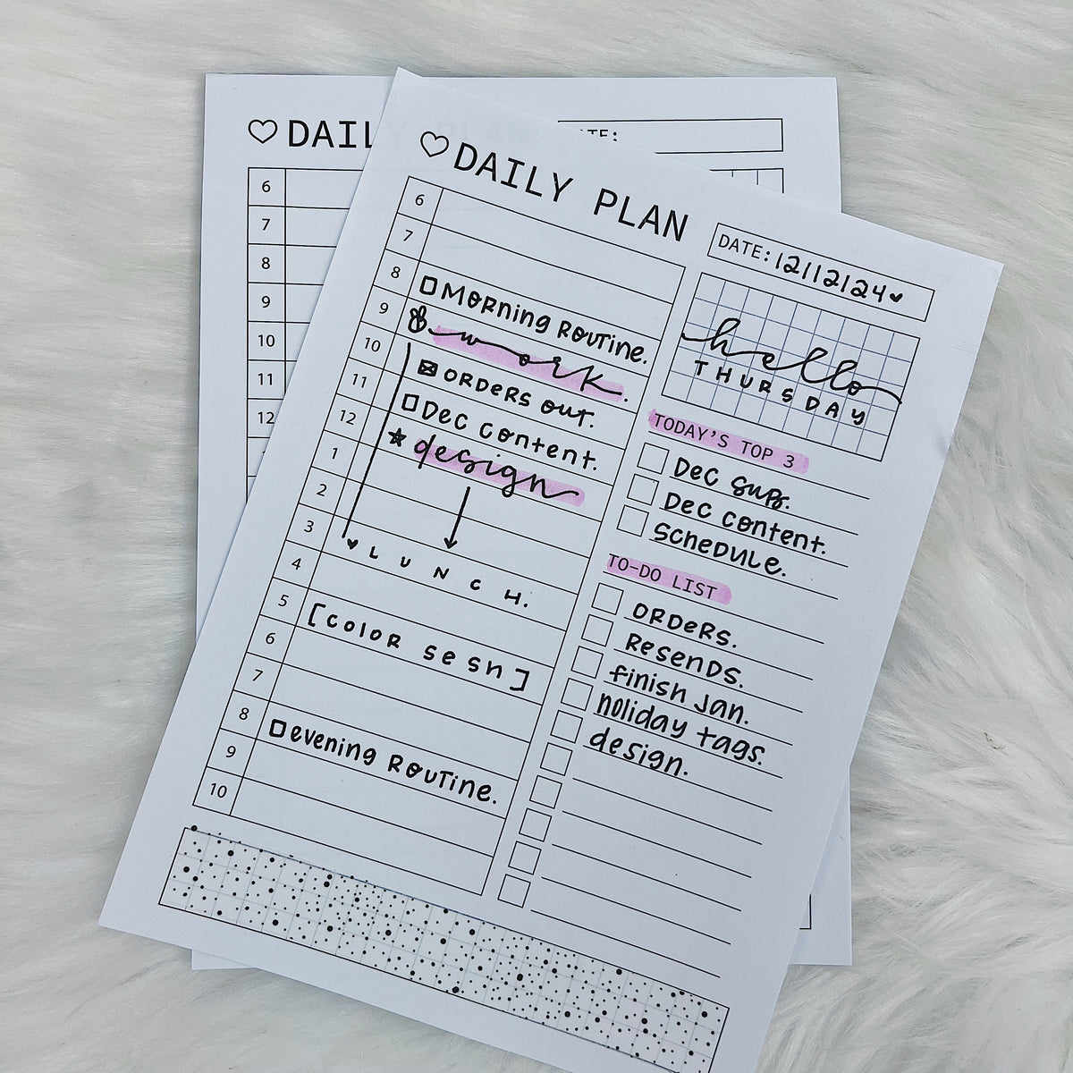 Daily Plans Sticky Notepad | B6 Size (5x7)