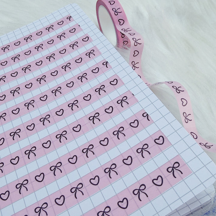 Hearts + Bows Pink Washi Tape | 10M