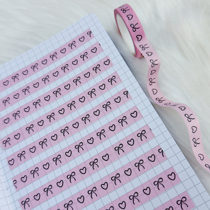 Hearts + Bows Pink Washi Tape | 10M