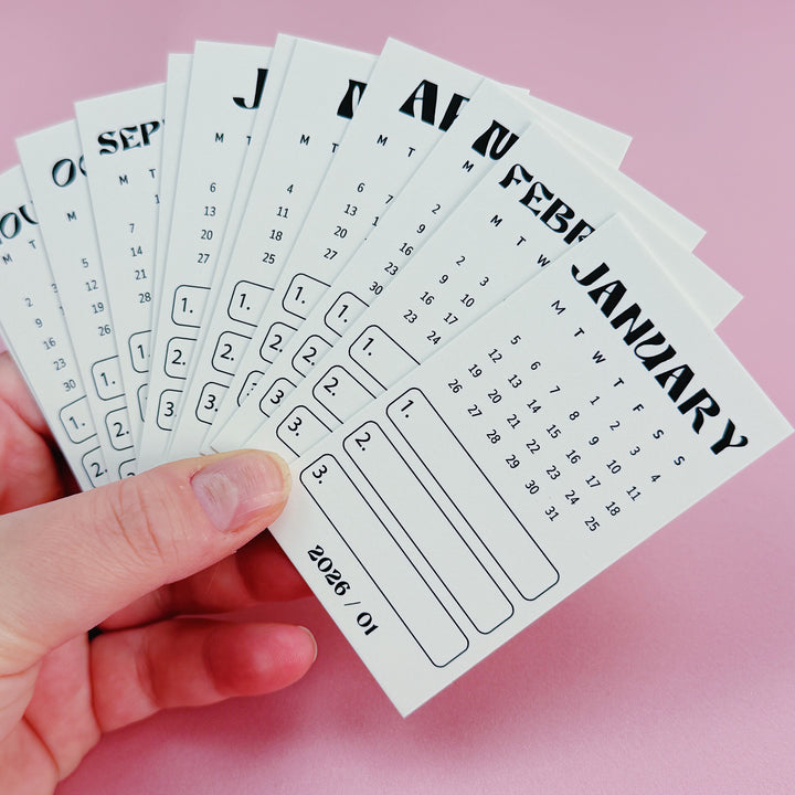 2026 Calendar Cards | All 12 Months Included!