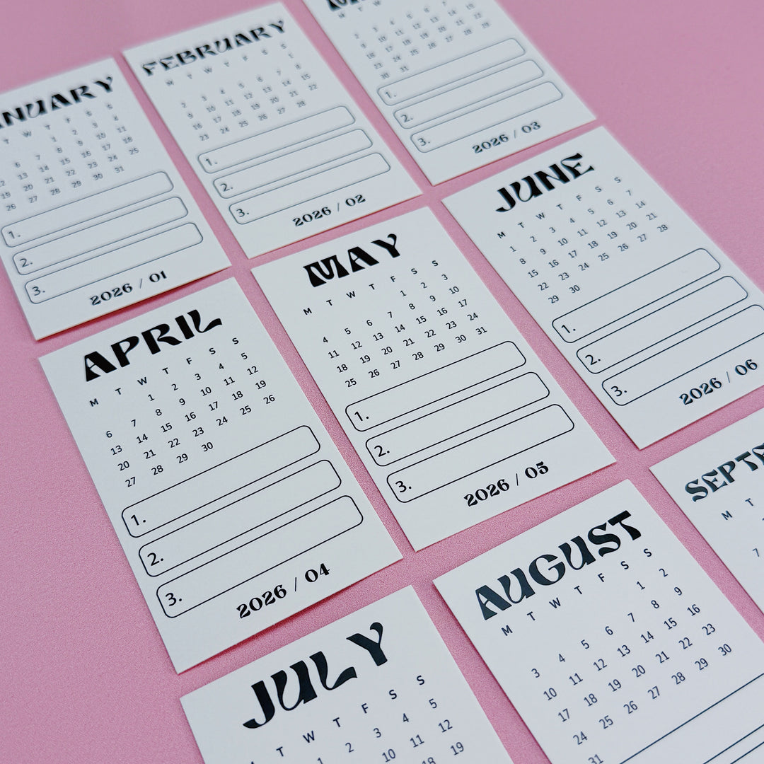 2026 Calendar Cards | All 12 Months Included!