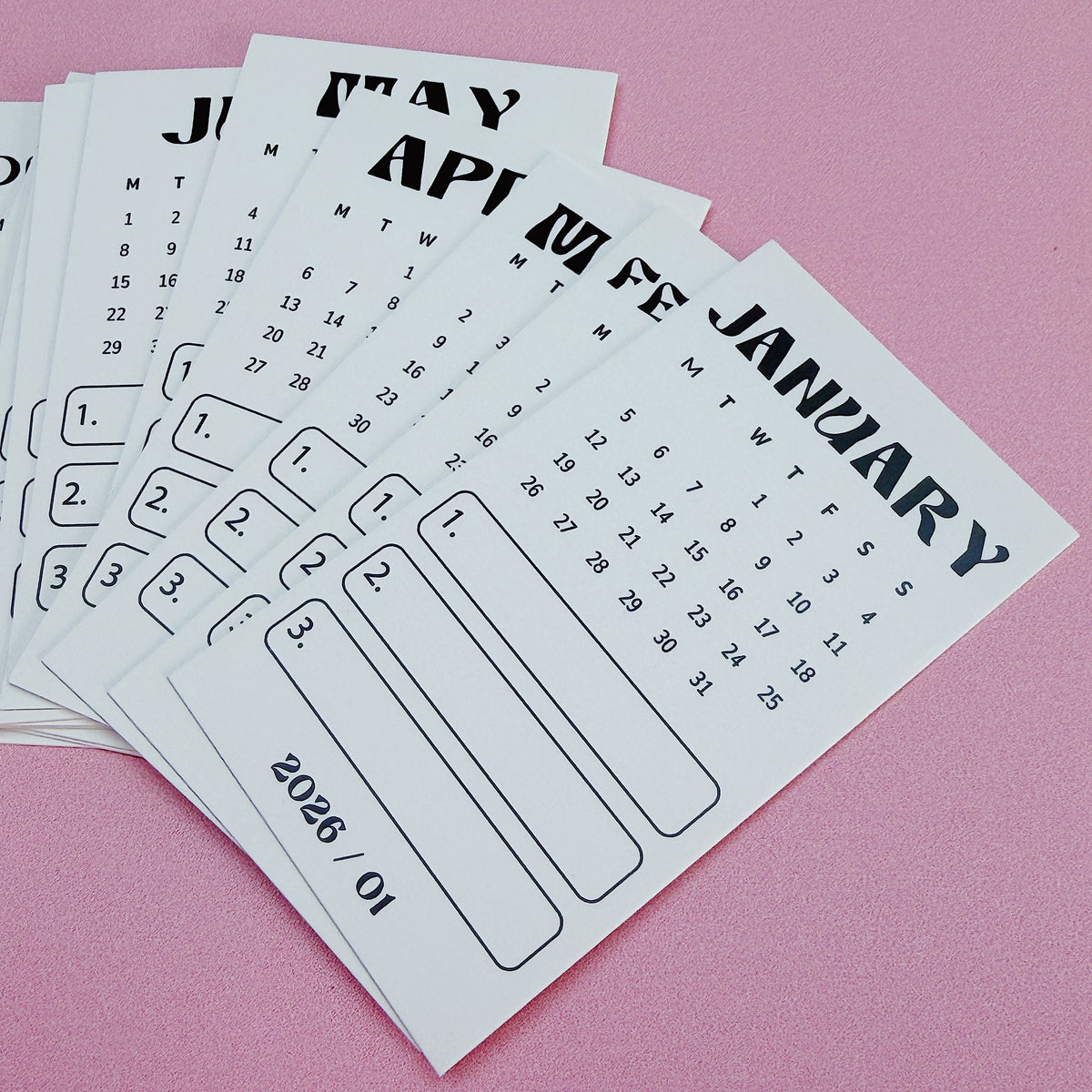 2026 Calendar Cards | All 12 Months Included!