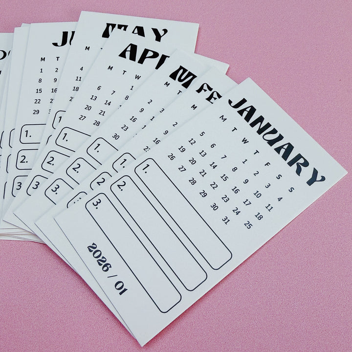 2026 Calendar Cards | All 12 Months Included!