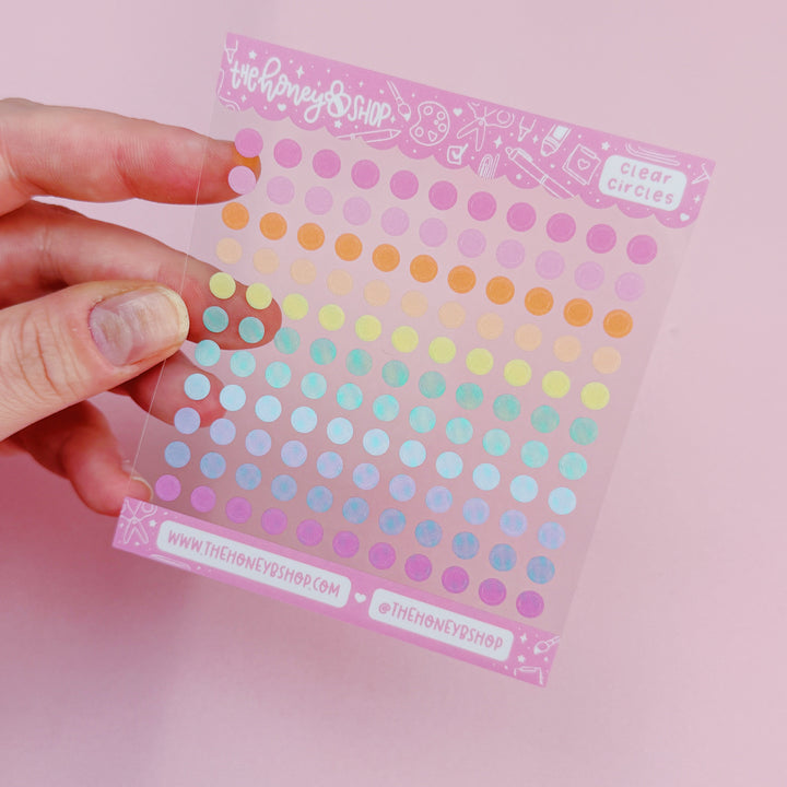 Clear Circle Stickers | Rainbow Palette