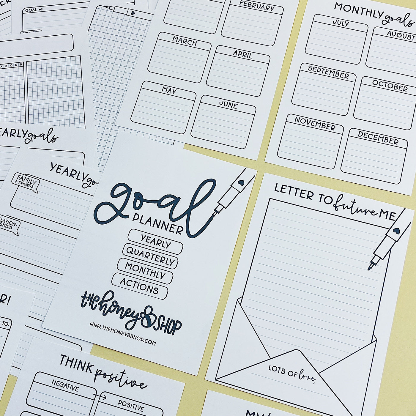 Printable B6 Goal Planner | Digital Download | Yearly, Monthly, + Quarterly