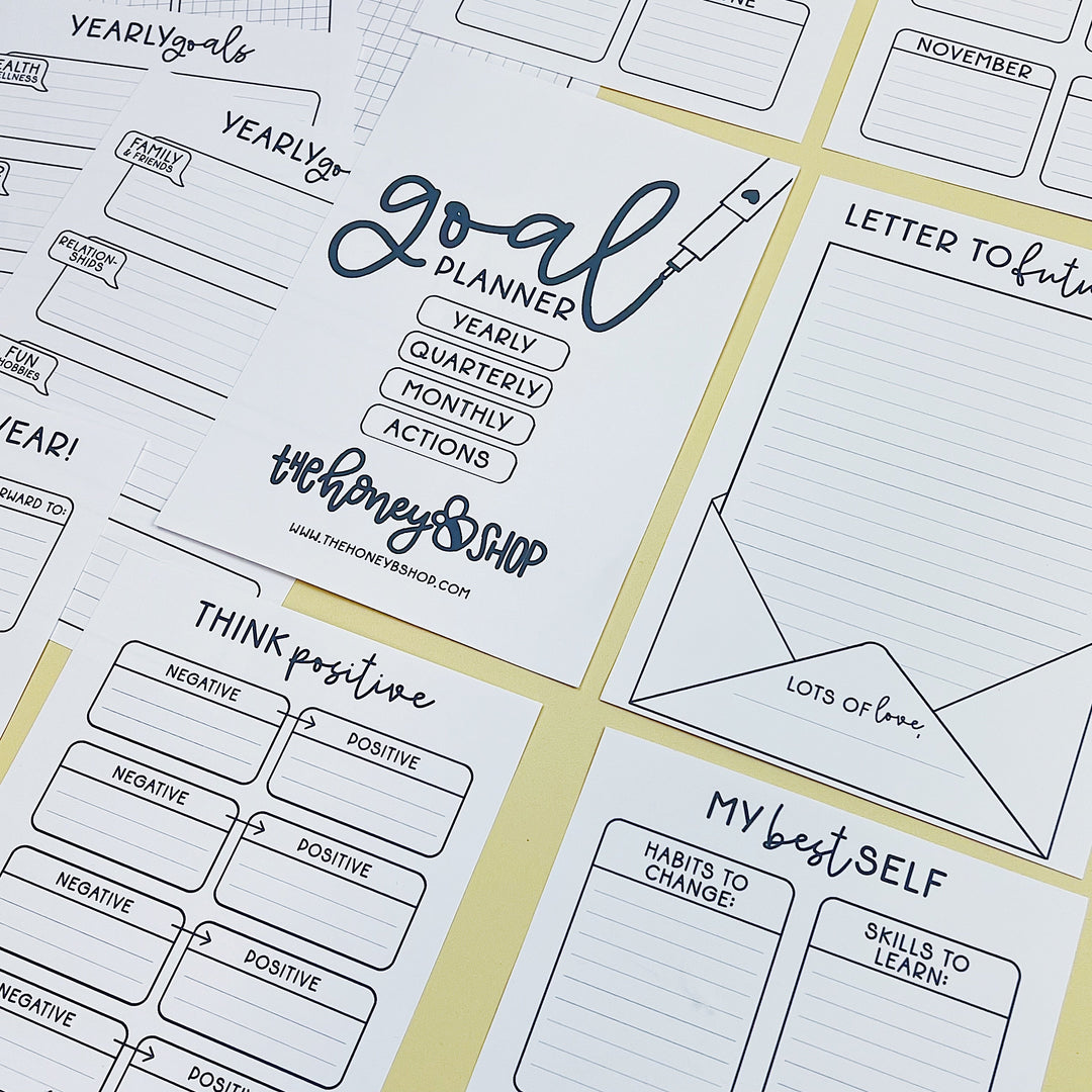 Printable B6 Goal Planner | Digital Download | Yearly, Monthly, + Quarterly